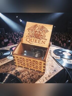 Pursuestar Bohemian Rhapsody- Queen Birchwood Musical Box Hand-Cranked 6.5X5X4cm